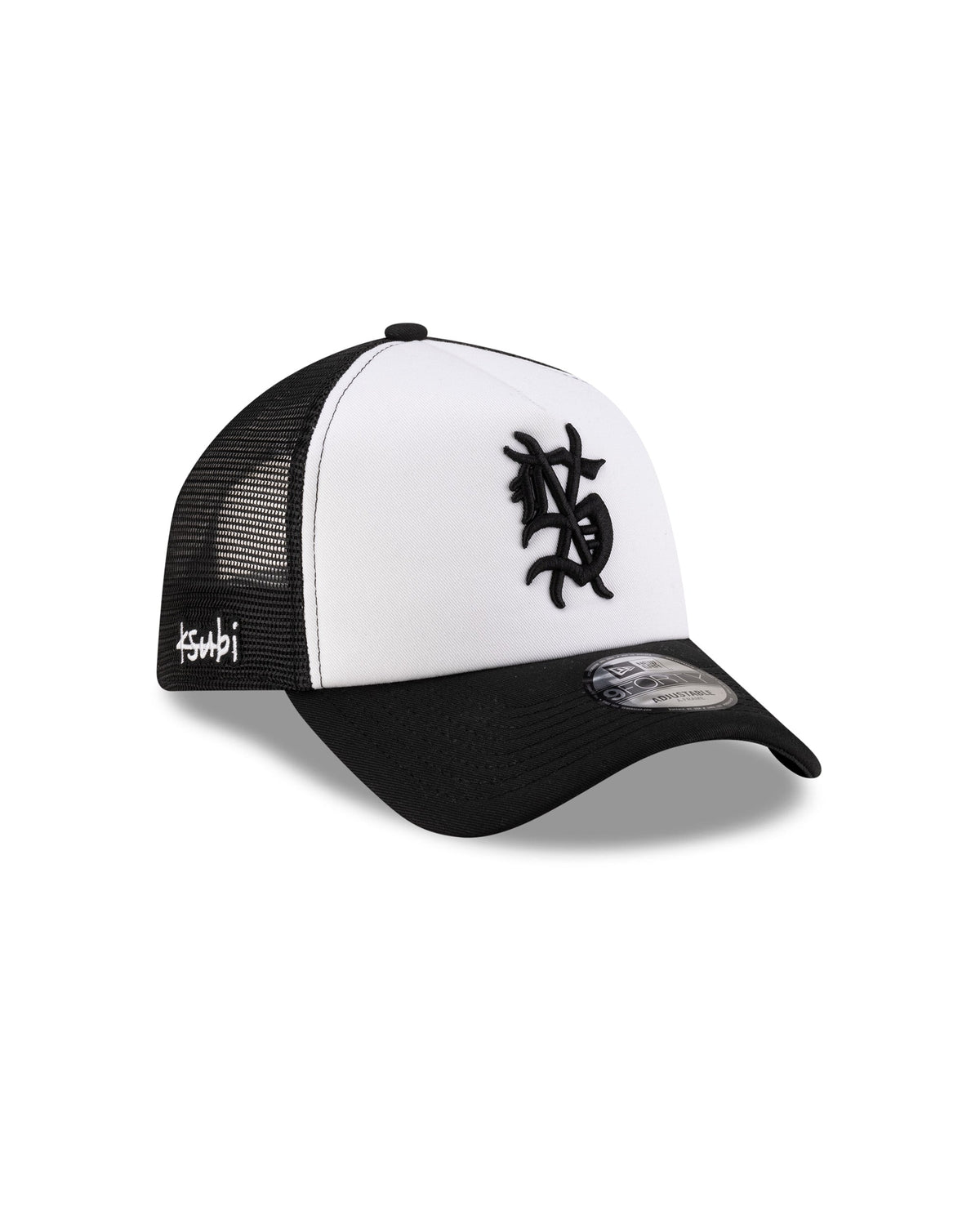 KSUBI X NEW ERA 9FORTY A-FRAME TRUCKER CAP BLACK/WHITE