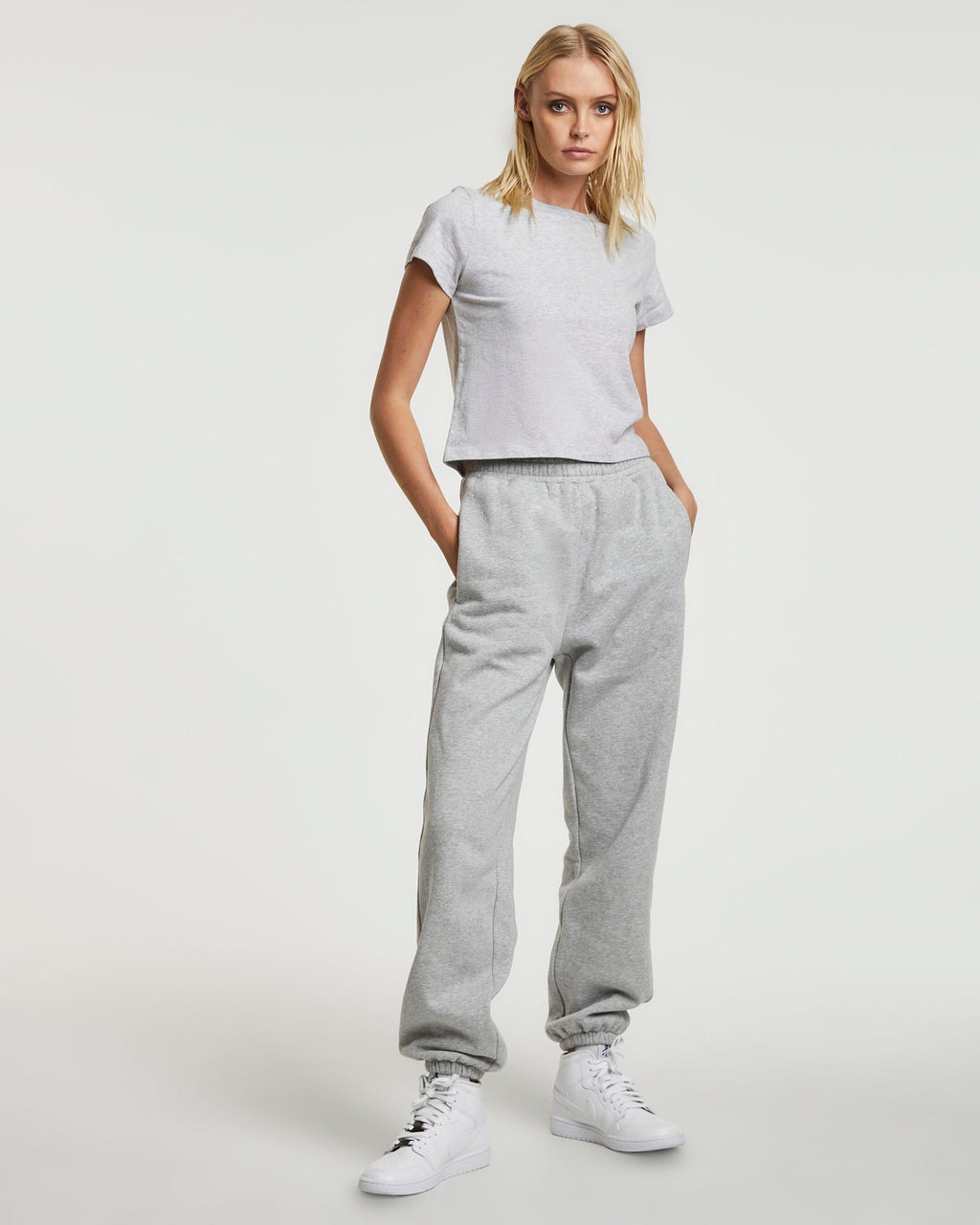WOMENS 3 X 4 MINI SS TEE GREY MARLE TEES