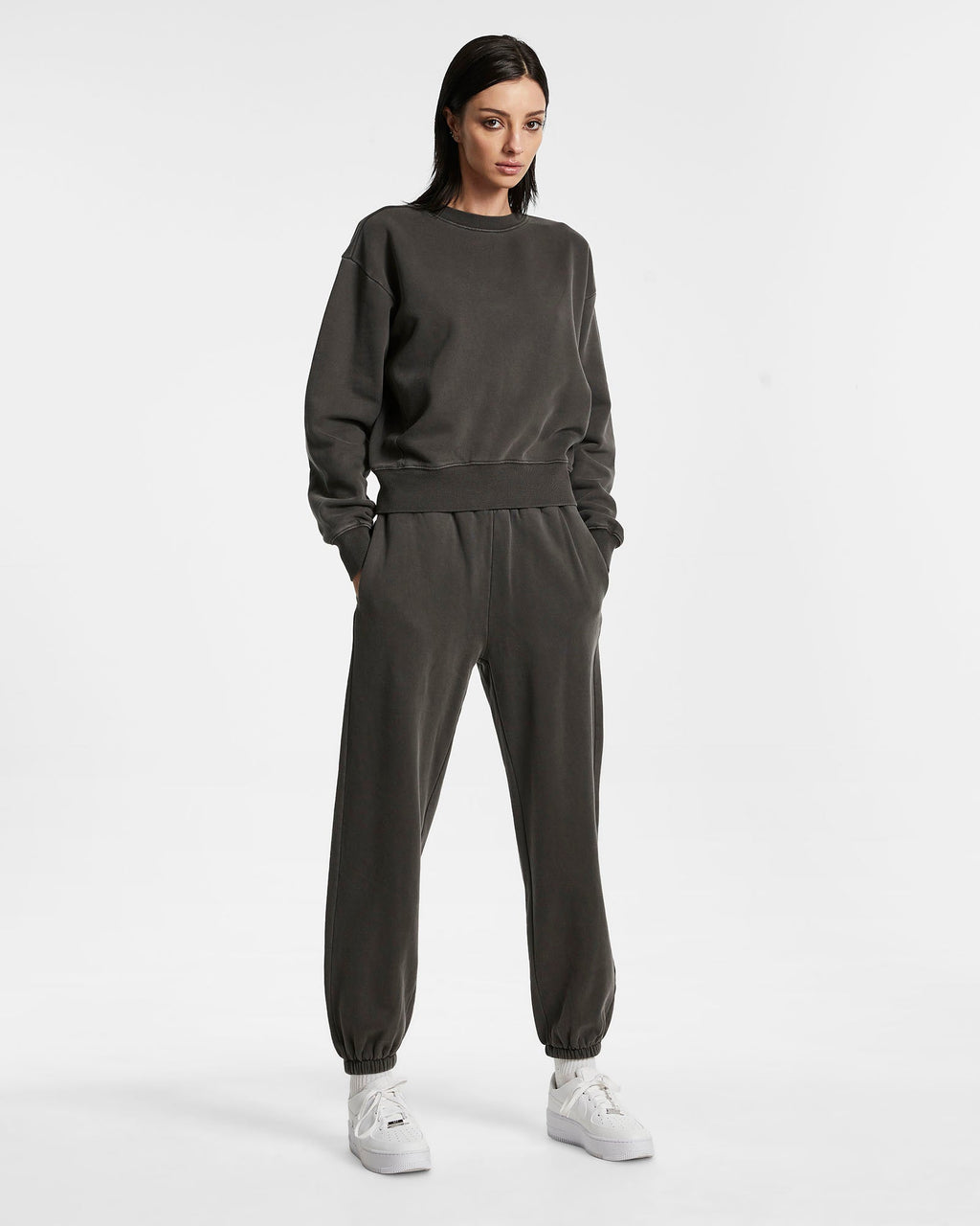 WOMENS 3 X 4 KLASSIC CREW CHARCOAL FLEECE