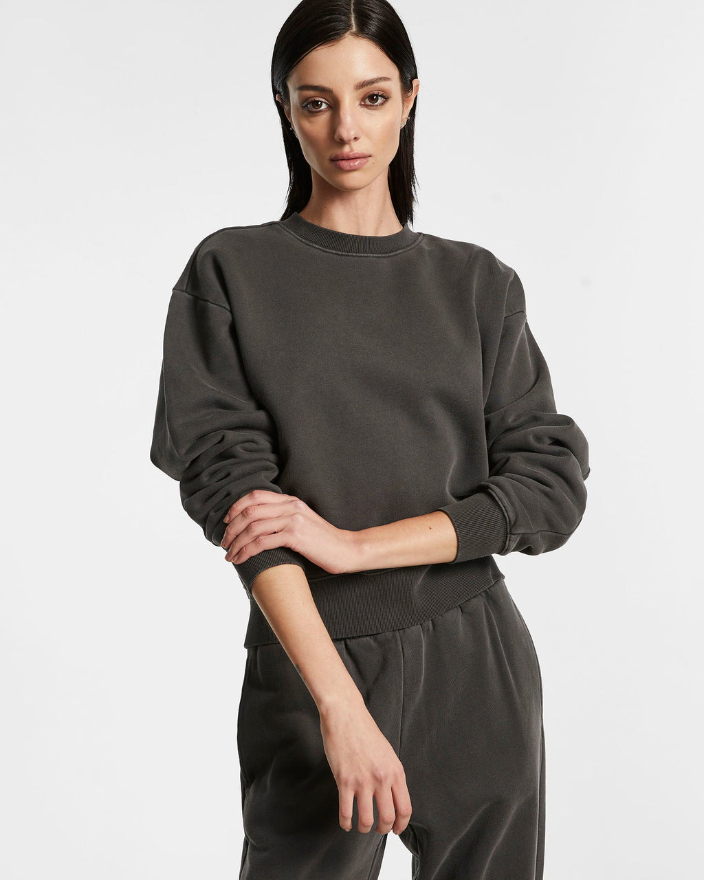 WOMENS 3 X 4 KLASSIC CREW CHARCOAL FLEECE