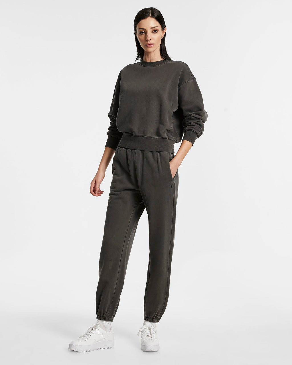 WOMENS 3 X 4 KLASSIC CREW CHARCOAL FLEECE