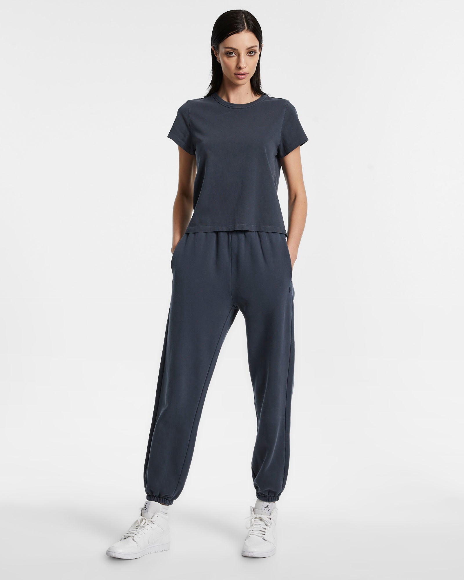 WOMENS  3 X 4 MINI SS TEE NAVY FITTED TEES