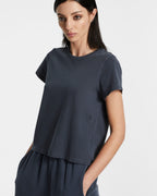 WOMENS 3 X 4 MINI SS TEE NAVY TEES