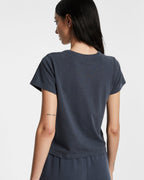 WOMENS 3 X 4 MINI SS TEE NAVY TEES