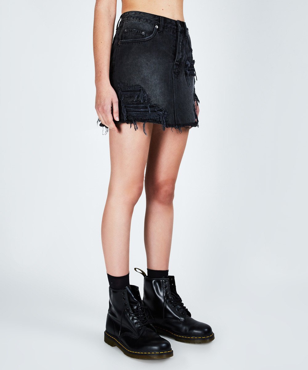 WOMENS  MINI MOSS RECALL BLACK SKIRTS