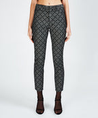 WOMENS SLIM PIN BLACK MONOGRAM DENIM JEANS