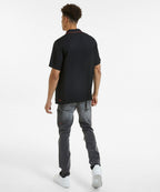 Mens Downtown Ss Shirt Black Red Regular Shirts - Black