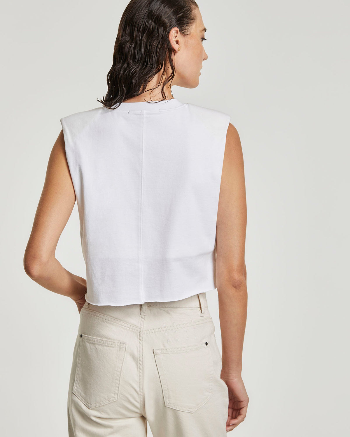 Womens Hi Ness Sleeveless Tee White Relaxed Fashion Tops - White
