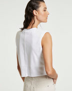 Womens Hi Ness Sleeveless Tee White Relaxed Fashion Tops - White