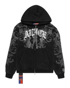 Mens Ksubi X Alice Hollywood Graphic Zip Hoodie Black Jackets - Black