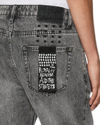 MENS ANTI K WORN GREY DENIM JEANS