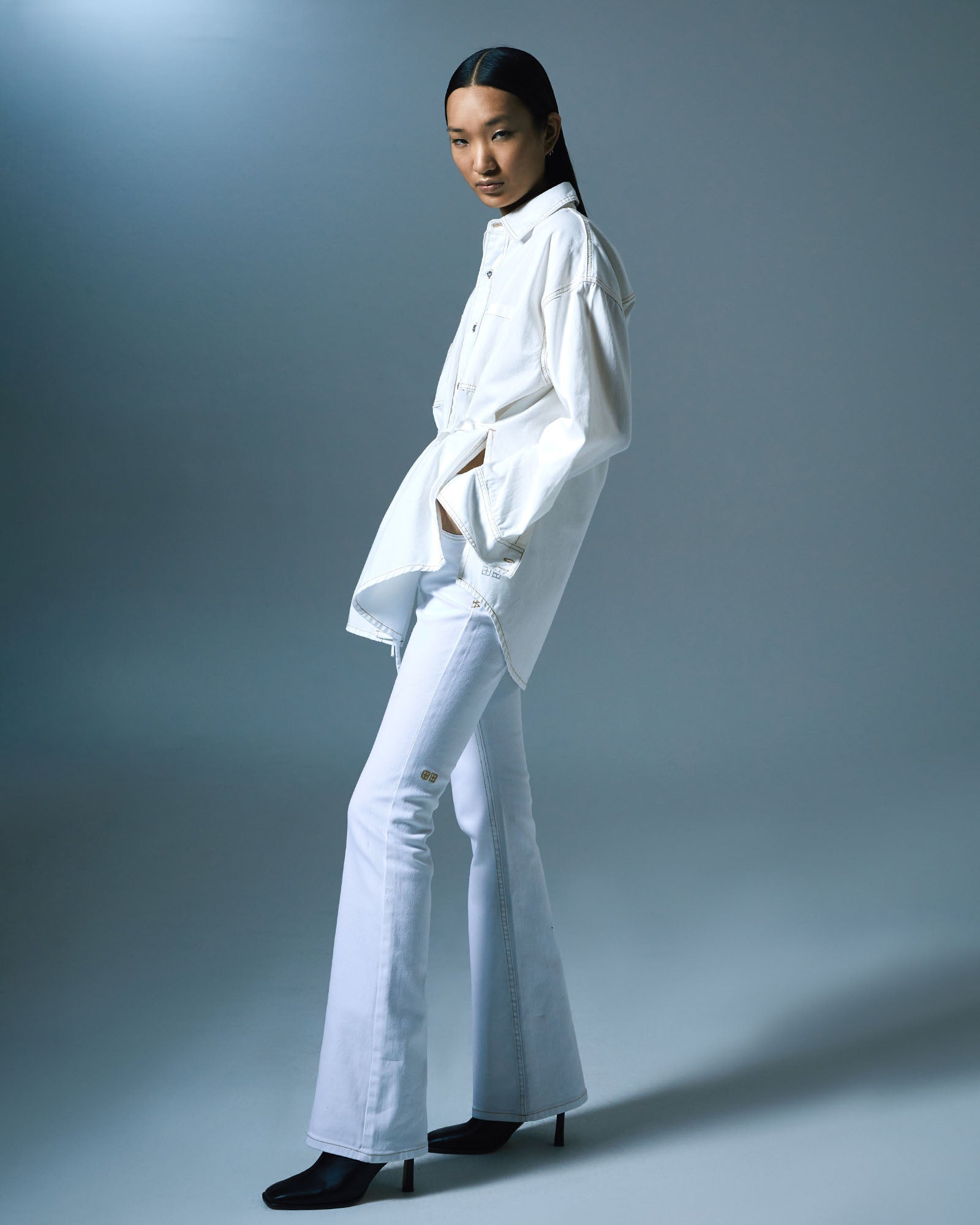 WOMENS OVERSIZED TIE LS SHIRT SUGAR RUSH OVERSIZED SHIRTS