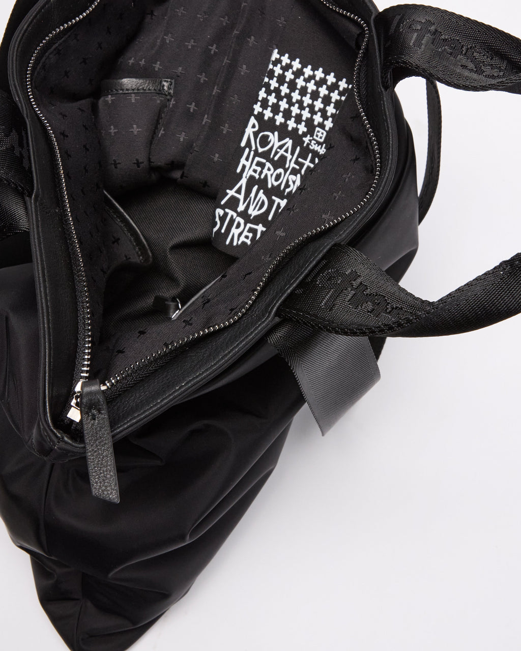 MADE IN HEAVEN NYLON LEATHER TOTE BLACK BAGS