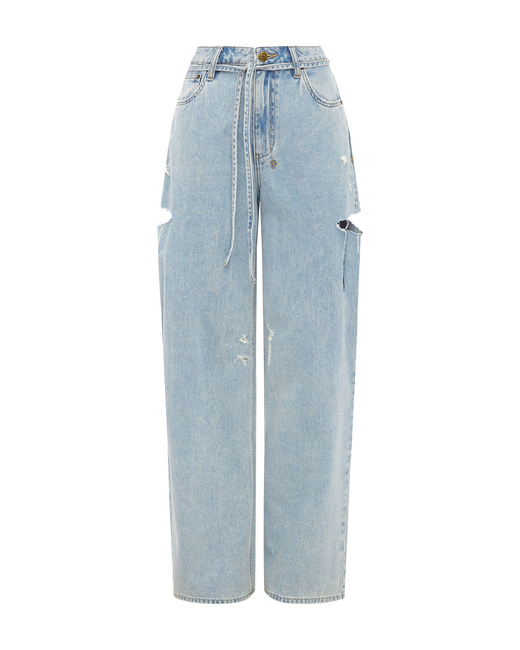 WOMENS BAGGY JEAN ROLLIN KUT OUT DENIM JEANS