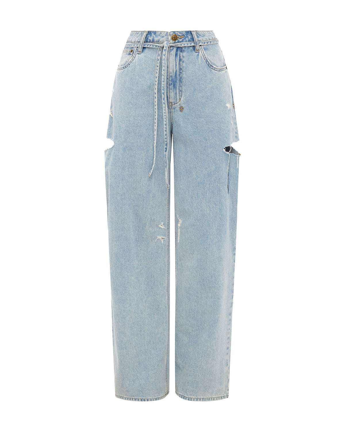 WOMENS BAGGY JEAN ROLLIN KUT OUT DENIM JEANS