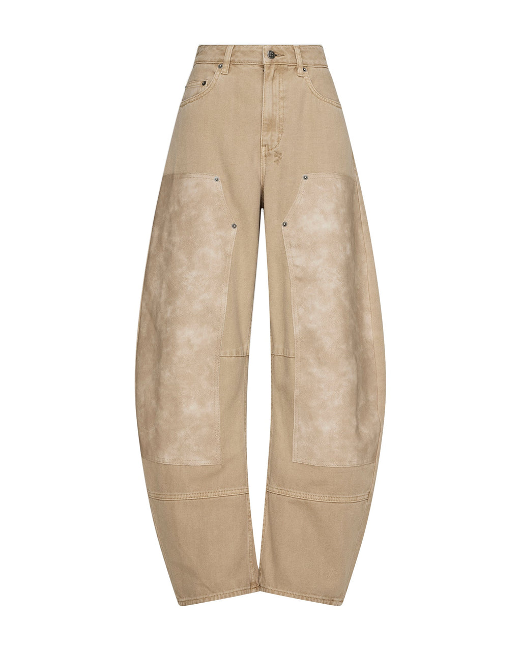 Womens Barrel Jean Carpenter Oat Barrel Leg Denim Jeans - Beige