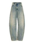 WOMENS BARREL JEAN FOLK DENIM JEANS