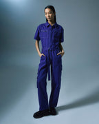 WOMENS DRILL BOILERSUIT COBALT JUMPSUITS