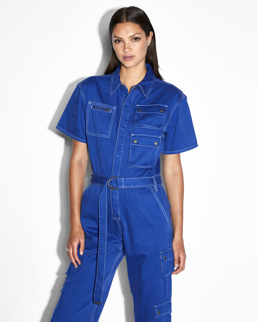 WOMENS DRILL BOILERSUIT COBALT JUMPSUITS
