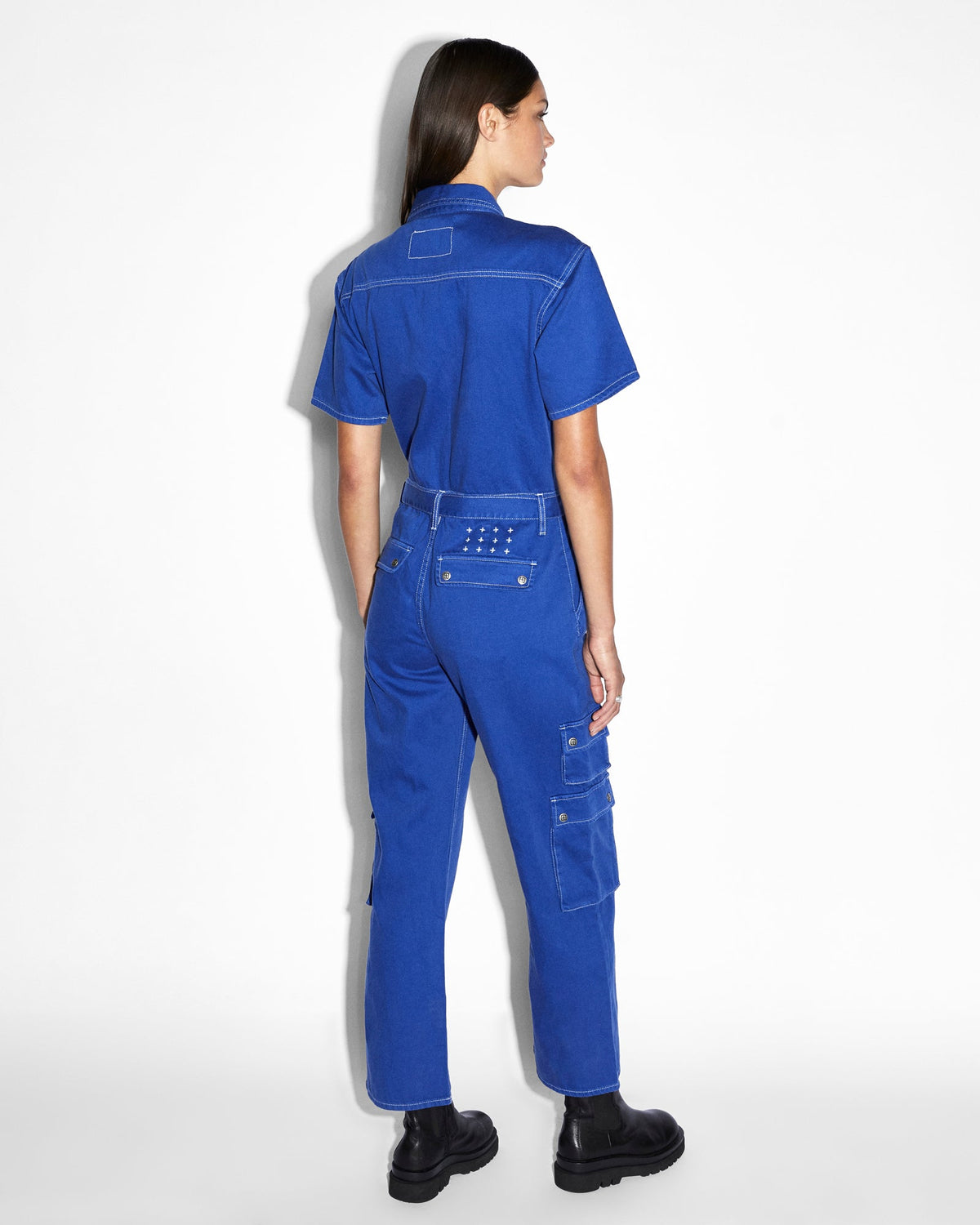 WOMENS DRILL BOILERSUIT COBALT JUMPSUITS