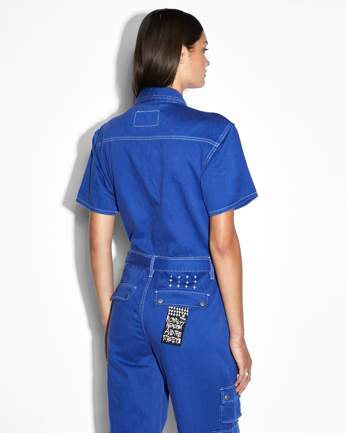 WOMENS DRILL BOILERSUIT COBALT JUMPSUITS