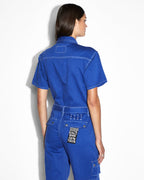 WOMENS DRILL BOILERSUIT COBALT JUMPSUITS