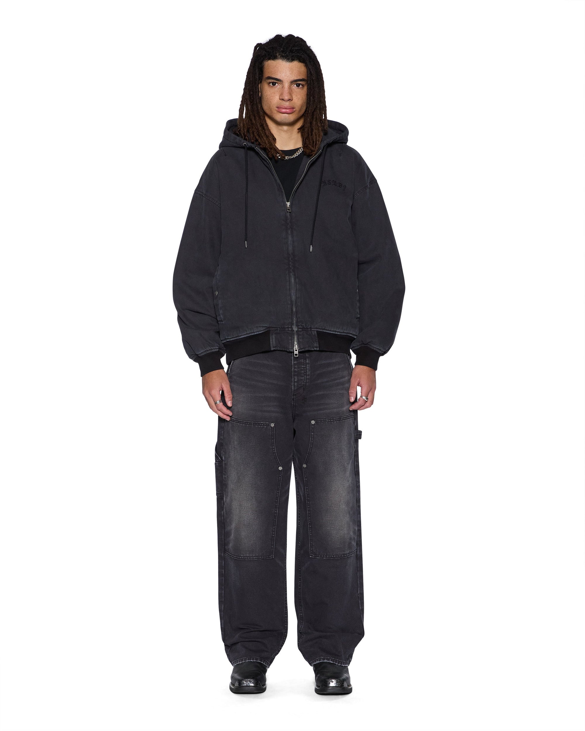 MENS  BOMBER JACKET STUD BLACK REGULAR JACKETS