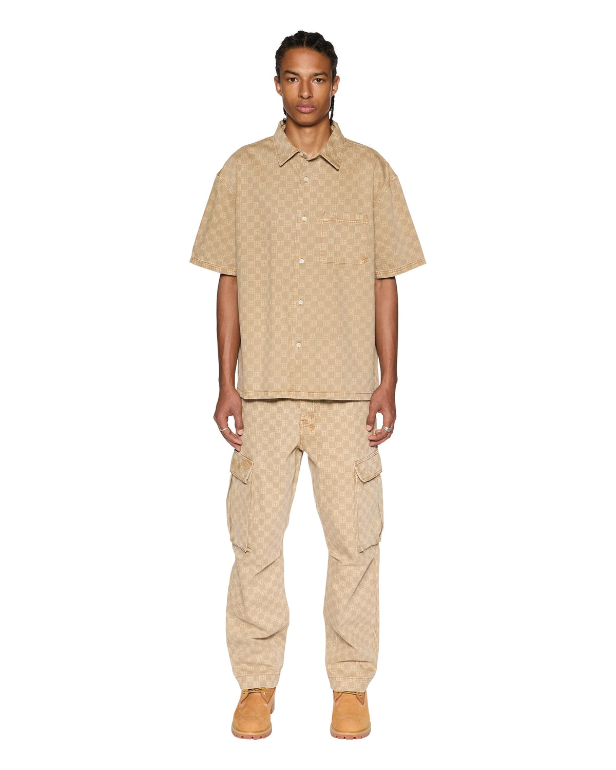 MENS BOX DENIM SS SHIRT TAN SHIRTS