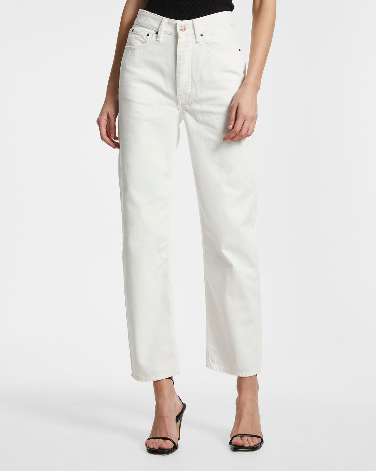Womens Brooklyn Jean Blanc Straight Denim Jeans - White
