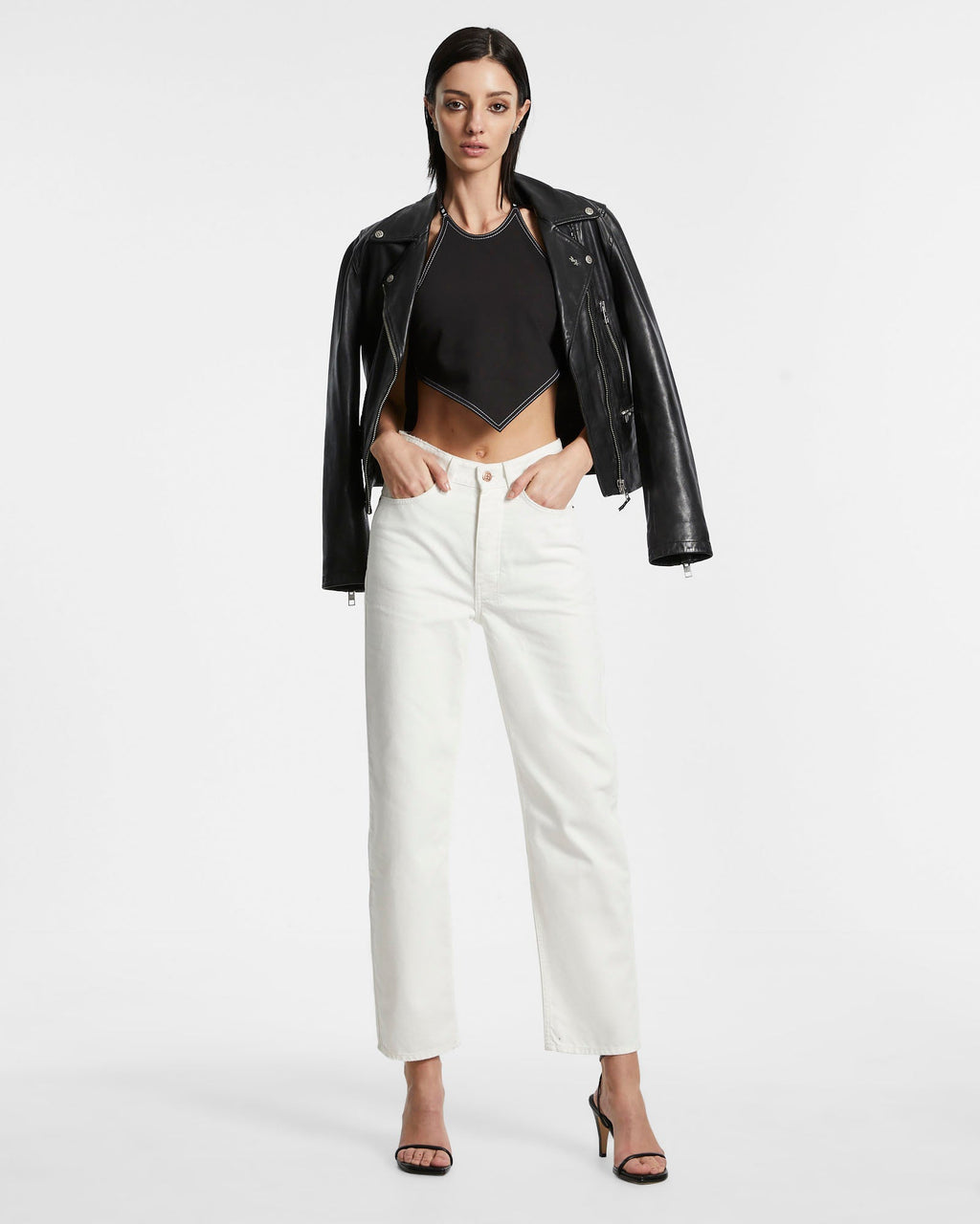 Womens Brooklyn Jean Blanc Straight Denim Jeans - White