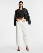 Womens Brooklyn Jean Blanc Straight Denim Jeans - White