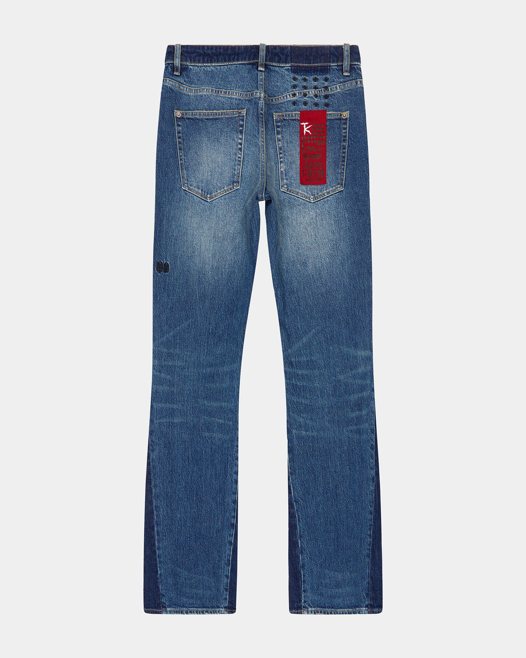 Mens Bronko Trip Spliced Bootcut Denim Jeans - Denim