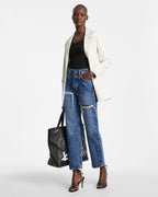 Womens Brooklyn Jean Stella Slashed Straight Denim Jeans - Denim