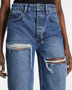 Womens Brooklyn Jean Stella Slashed Straight Denim Jeans - Denim