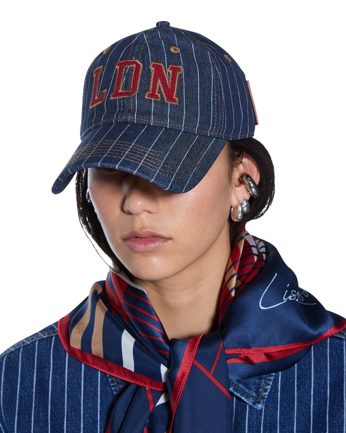 LDN RETRO CAP NAVY PINSTRIPE