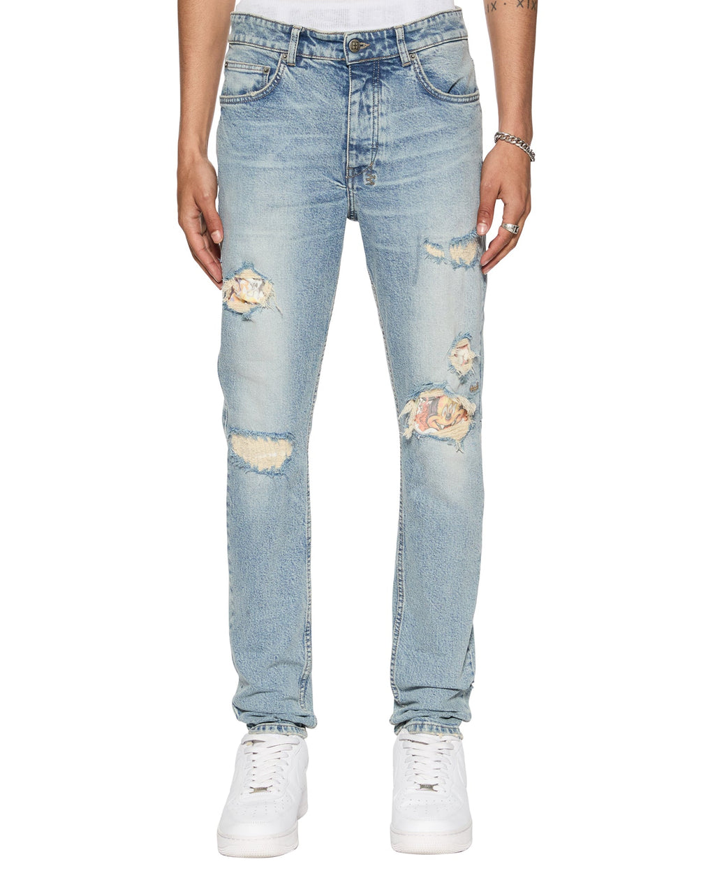 Mens Chitch Champagne Destroy Sketch Slim Denim Jeans - Denim