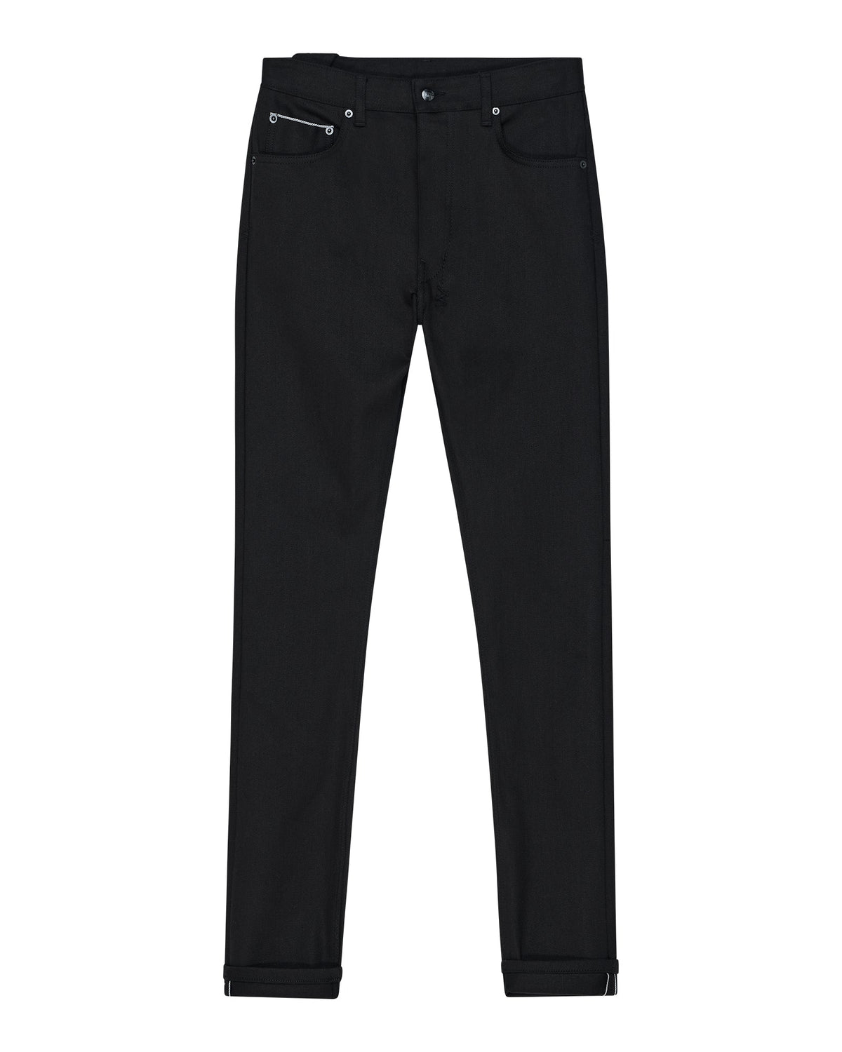 MENS CHITCH SELVEDGE RAW BLACK DENIM JEANS
