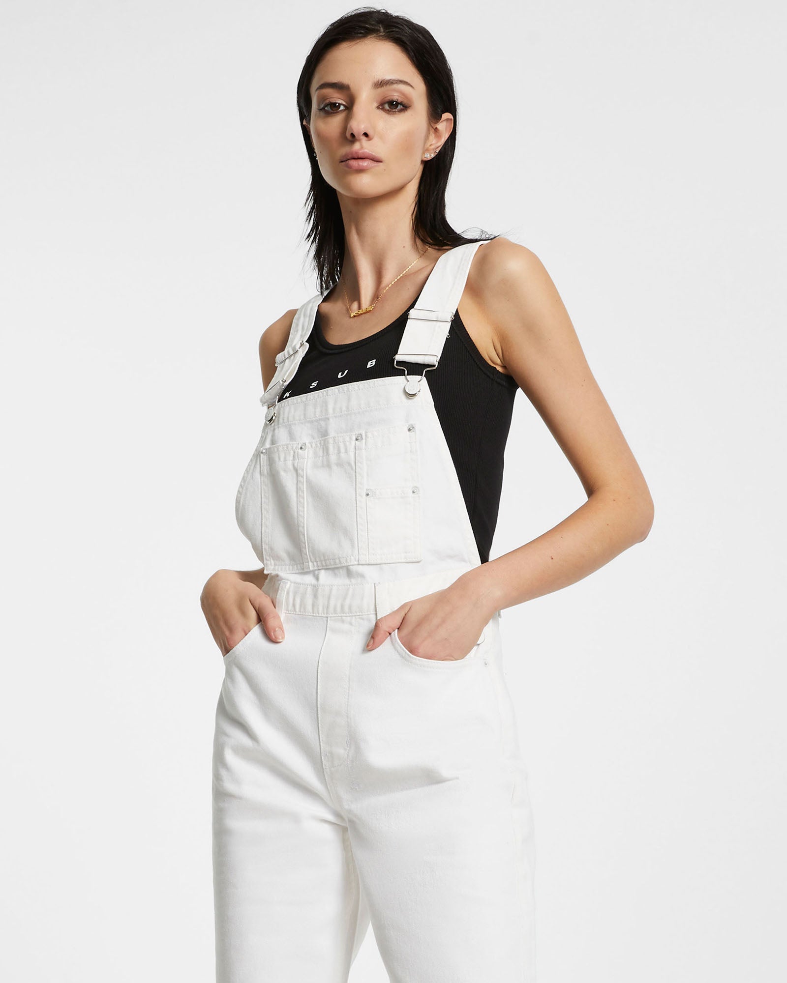 WOMENS  CLOSE CALL OVERALL BLANC RELAXED JUMPSUITS