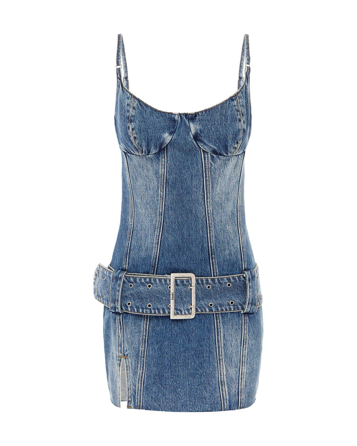 WOMENS DAUPHINE BELTED MINI AGED DRESSES