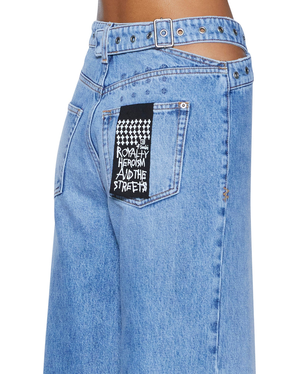 WOMENS STRIDER DETTACHED BELTED CHROMA DENIM JEANS