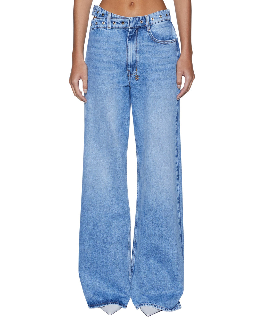 WOMENS STRIDER DETTACHED BELTED CHROMA DENIM JEANS