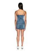 WOMENS DAUPHINE BELTED MINI AGED DRESSES