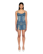 WOMENS DAUPHINE BELTED MINI AGED DRESSES