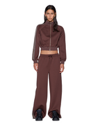 WOMENS CROPPED ZIP TRAK TOP MOCHA FASHION TOPS