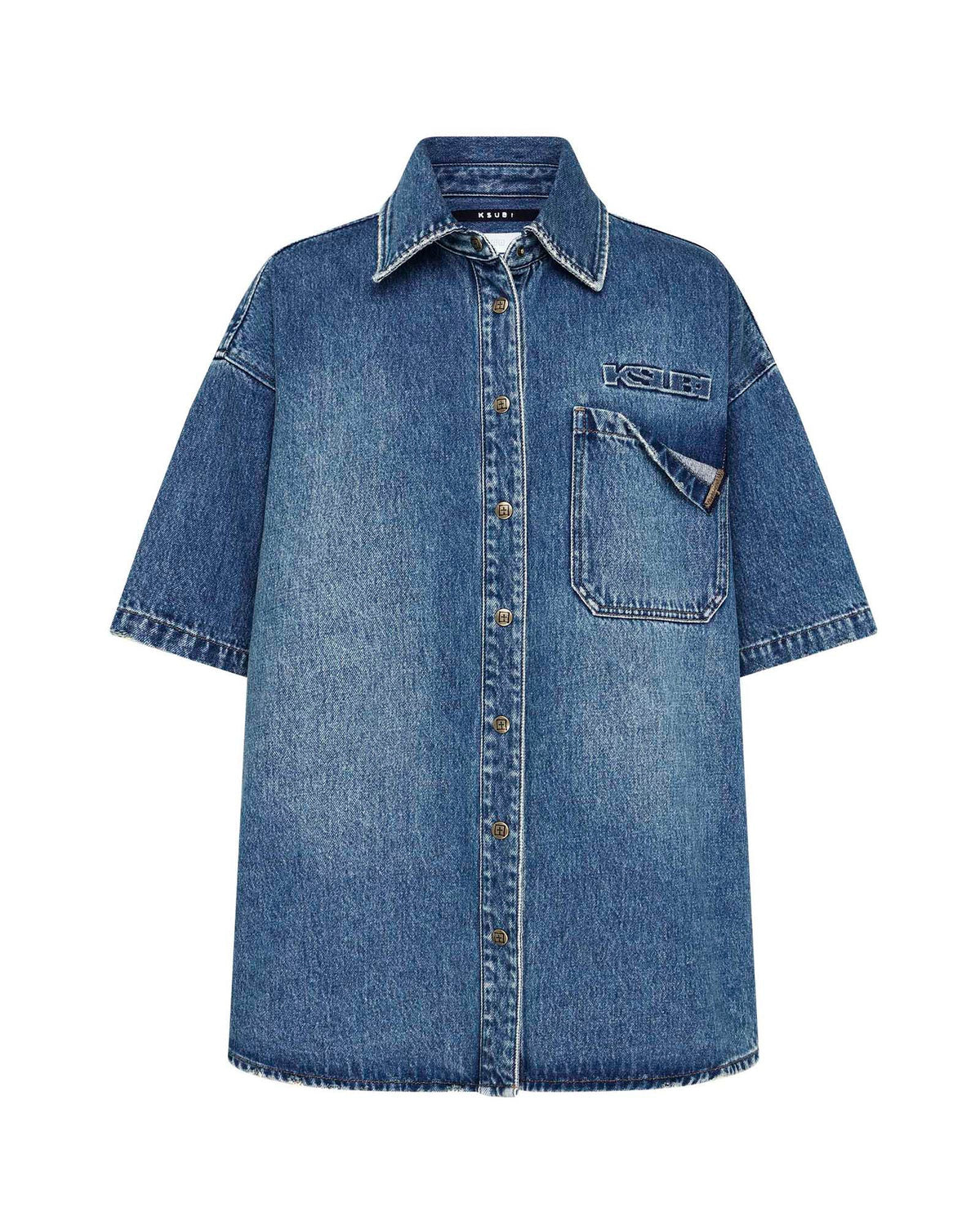 Womens Garage Ss Shirt Aged Relaxed Shirts - Denim
