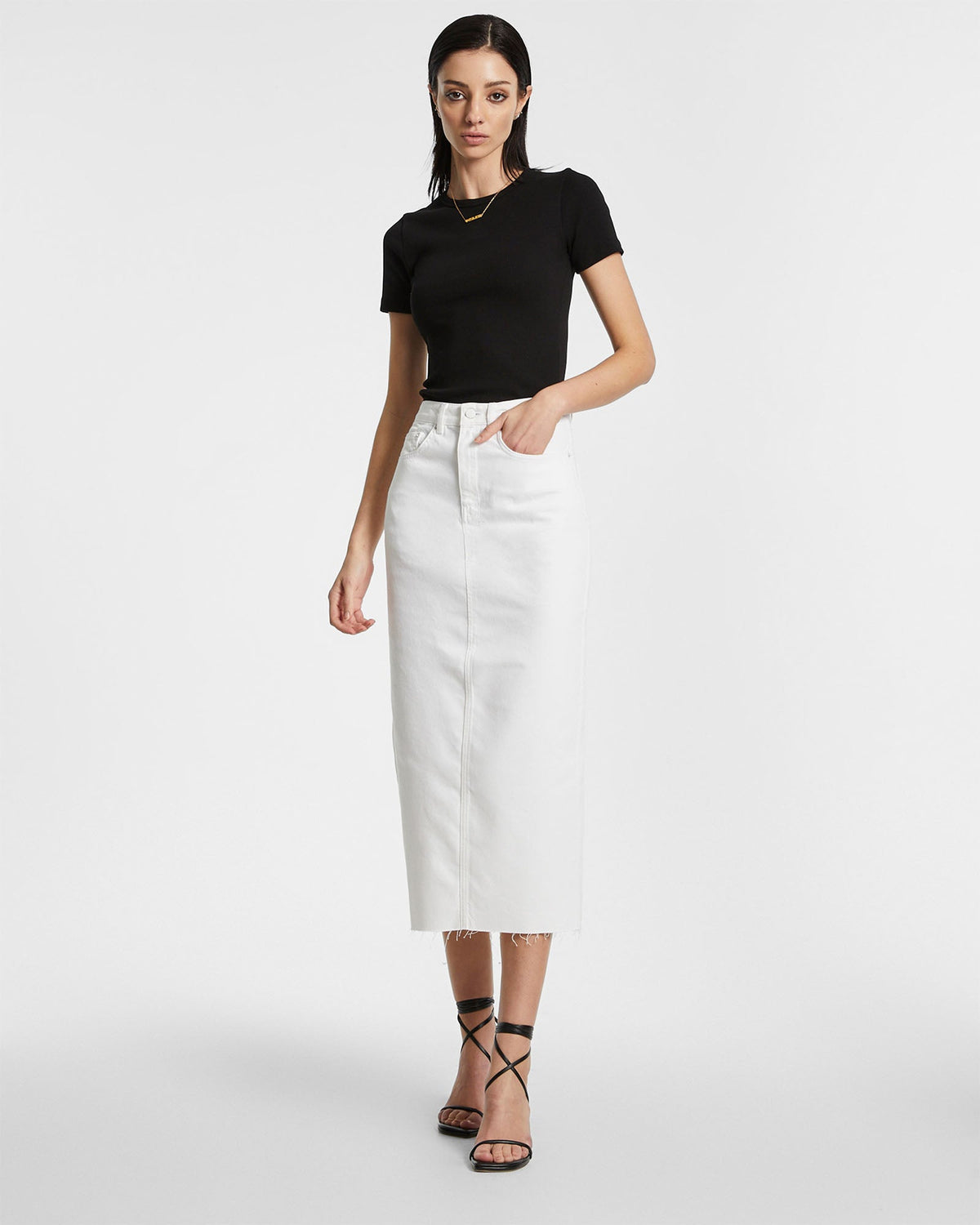 GRADUATE MIDI SKIRT BLANC