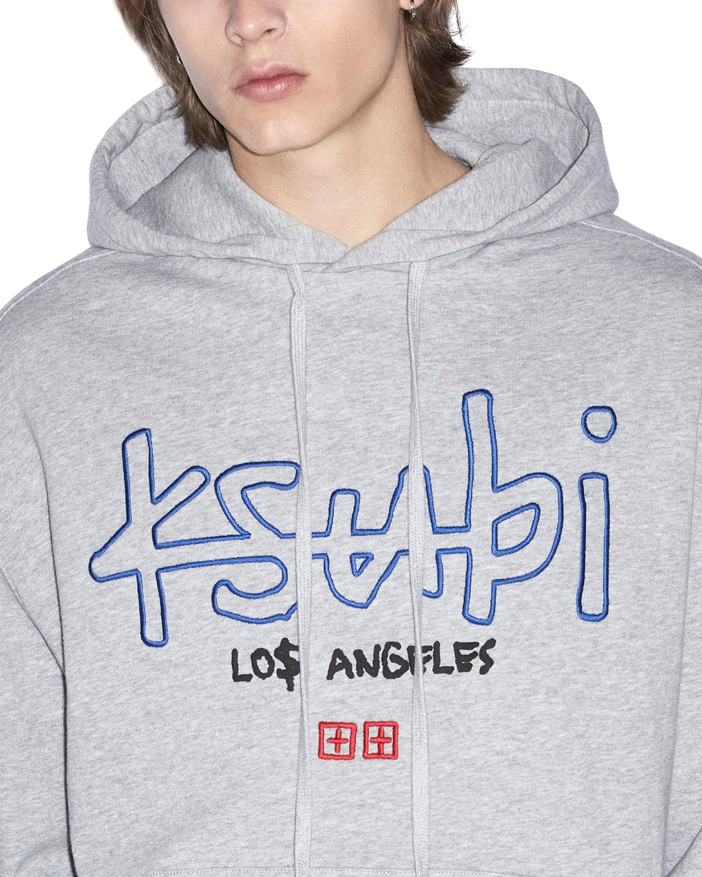 Mens La 4x4 Biggie Hoodie Grey Marle Oversized Fleece - Grey