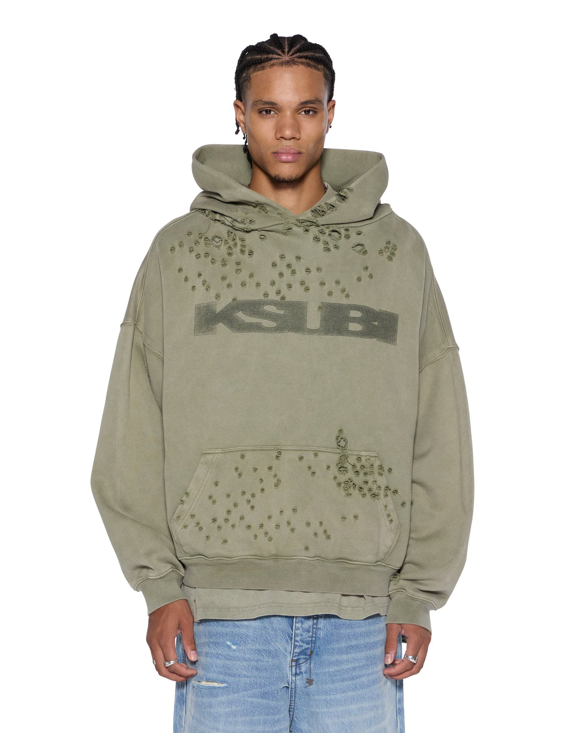 MENS BLASTED EKCESS HOODIE OUTBACK FLEECE