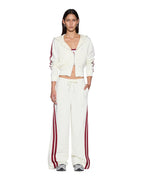 Womens Carter Slim Hoodie Off White Burgundy Relaxed Fleece - Beige