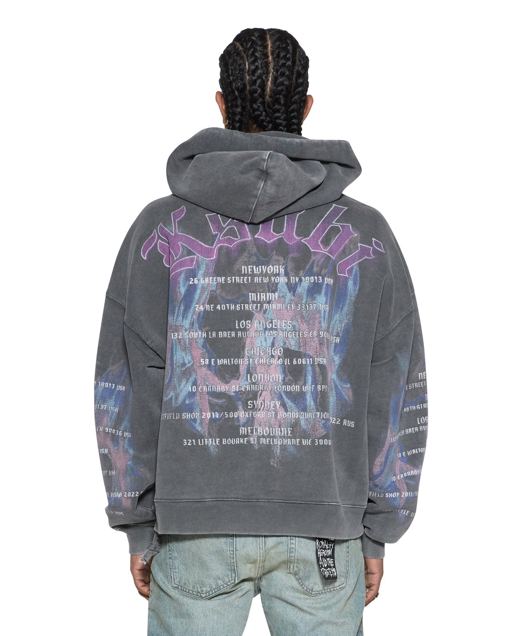 MENS FALLEN EKCESS ZIP HOODIE FADED BLACK FLEECE